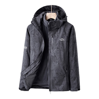 德尔惠冲锋衣男春秋夹克外套潮流户外登山三合一情侣款 枫叶黑男 XL