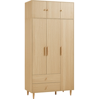 林氏家居原木风家用卧室大衣柜实木脚推拉门成品衣橱林氏木业2023OY3D 【1.2m】三门衣柜+顶柜