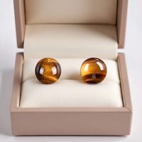 XIYOOMI 美拉德风复古仿虎眼石耳钉 纯银耳饰