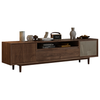 慕澜中古风电视柜实木复古藤编小户型客厅展示边柜组合2025新款收纳柜 TB100-