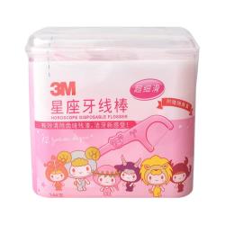 3M 细滑牙线棒家庭独立包装牙线十二星座牙线加倍清理齿缝144支装