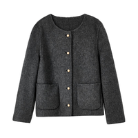 尚都比拉短款小个子毛呢大衣女冬季呢子羊毛双面呢外套高级感 深花灰 M