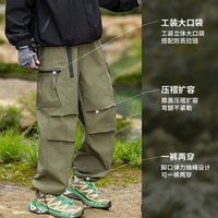 移动端、京东百亿补贴：JEEP SPIRIT 吉普 冲锋裤男女户外运动登山防水防风机能户外工装裤 曜石黑/常规款 XL