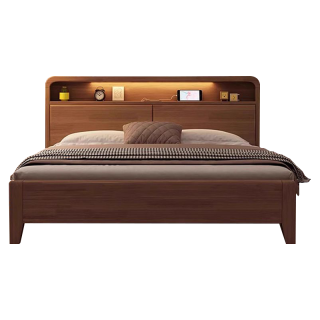 移动端、京东百亿补贴：书彤 实木床 1.8米*2米 胡桃色