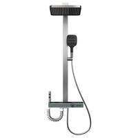 摩恩茵向系列淋浴花洒套装增压恒温数显氛围灯顶喷一体全铜浴室喷头整套 MH1枪灰色【冷热数显】