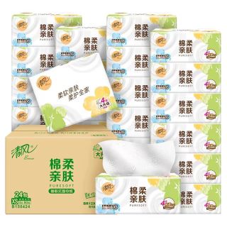 88VIP、今日必买：清风 原木纯品金装系列 抽纸 80抽*24包