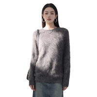 100%山羊绒柔软真谛拉毛冬女厚款针织毛衣套头骐骥红 深绯红-圆领 L （110-140斤）