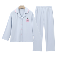 【纯棉睡衣】春秋长袖睡衣可外穿翻领纯棉女士家居服套装