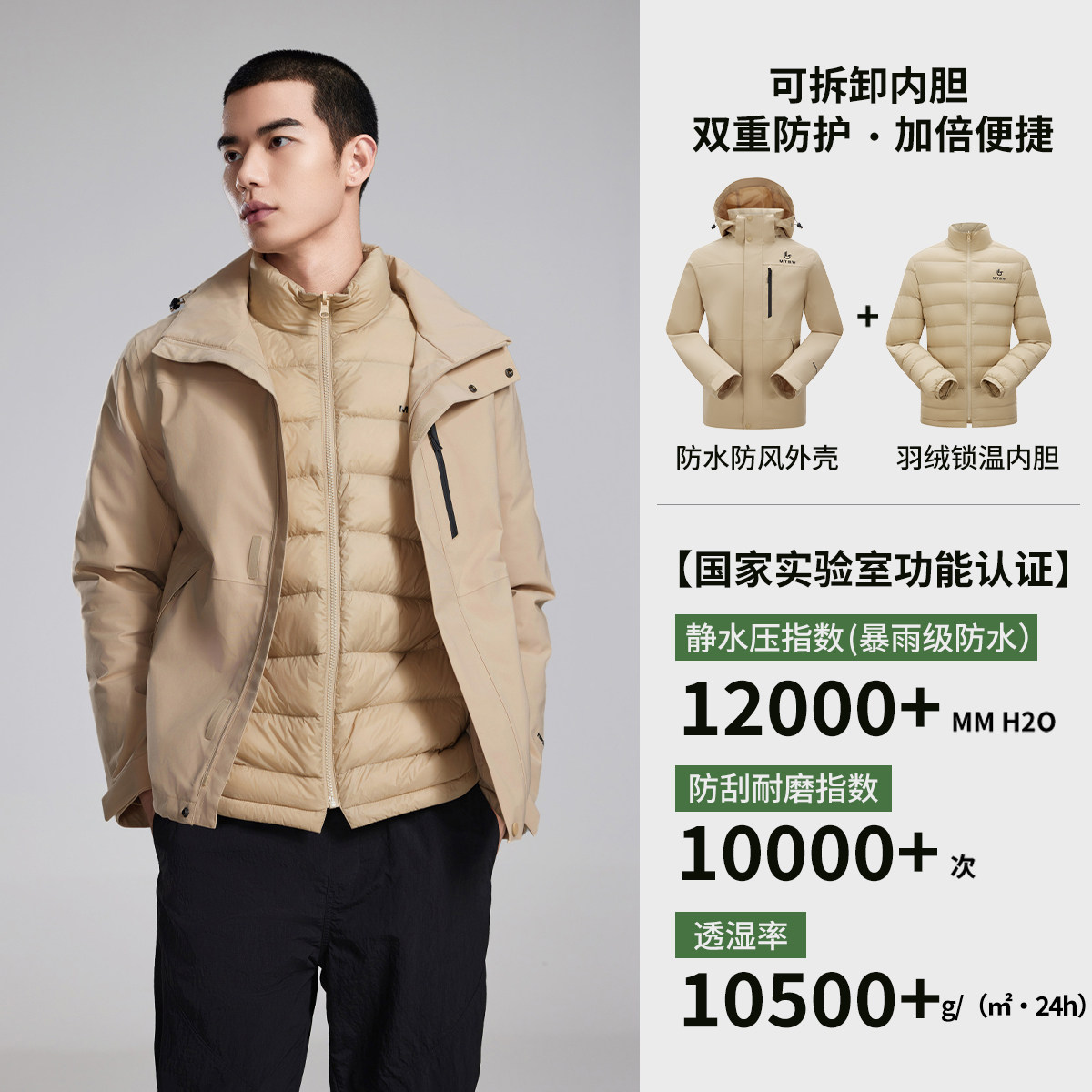 【三合一】羽绒内胆-石蜜棕