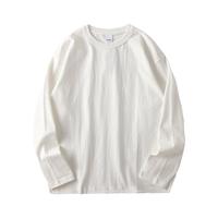 三本针400G重磅长袖t恤男纯棉白色打底衫男士美式宽松卫衣秋冬季