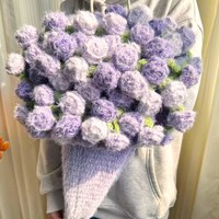 如意鸟轻岚秋冬手工混纺毛线钩织渐变梦幻玫瑰花束毯材料包 芋泥葡萄+明前龙井（3+1团钩1m左右）