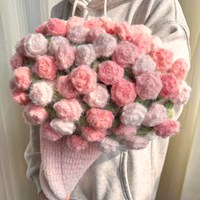 如意鸟轻岚秋冬手工混纺毛线钩织渐变梦幻玫瑰花束毯材料包 樱花雪酪+明前龙井（4+1团钩1.1m左右）