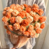 如意鸟轻岚秋冬手工混纺毛线钩织渐变梦幻玫瑰花束毯材料包 落日橘柚+明前龙井（7+1团钩1.5m左右）