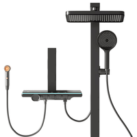 惠达（HUIDA）淋浴花洒全套家用卫生间增压手持顶喷下出水数显套装D212枪灰