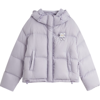 茵曼快热纱无胆羽绒服2025冬女装立体绒包短保暖外套 幕山紫 L L 身高166-170体重111-120