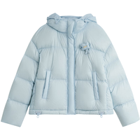 茵曼快热纱无胆羽绒服2025冬女装立体绒包短保暖外套 海蓝色 M M 身高161-165体重101-110