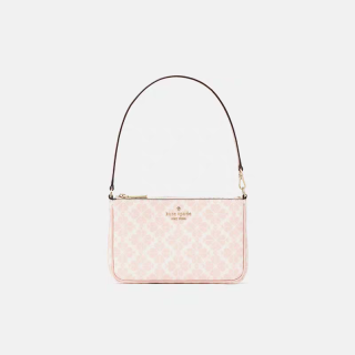 Kate Spade 女士单肩腋下包麻将包 粉色/黑色