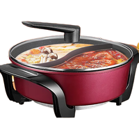 荣事达（Royalstar）电火锅鸳鸯家用一体火锅锅大容量涮肉电煮锅加厚多用途不粘电热锅多功能插电鸳鸯锅具 6L绛紫鸳鸯锅