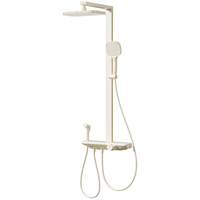 箭牌淋浴花洒套装奶白色方杆大置物卫浴全铜钢琴键增压花洒全套套装