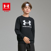 安德玛(Under Armour)童装儿童加绒卫衣秋冬男女大童中性圆领套头卫衣 黑色【加绒款】 1