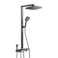 箭牌（ARROW）花洒大置物方管 淋浴枪灰色卫浴全铜钢琴键 花洒套装AE34191MZGGW