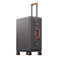 Reebok 铝框PC行李箱拉杆箱多功能登机箱旅行密码箱子英灰棕20英寸