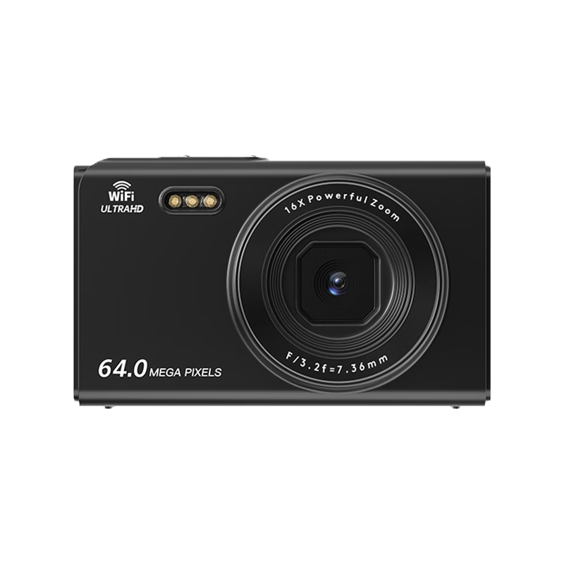  YZZCAM 4K高清 数码相机+128G内存卡  单机身 黑色