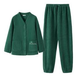 伊维斯 加绒睡衣加厚保暖家居服套装可外穿保暖衣