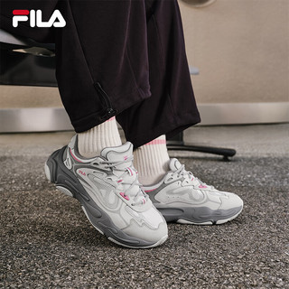 FILA 斐乐火星4复古跑鞋女鞋2025冬季运动鞋子厚底老爹鞋 雾霾灰/标准白-VC 40