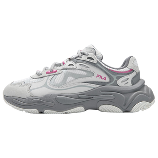 FILA 斐乐火星4复古跑鞋女鞋2025冬季运动鞋子厚底老爹鞋 雾霾灰/标准白-VC 40