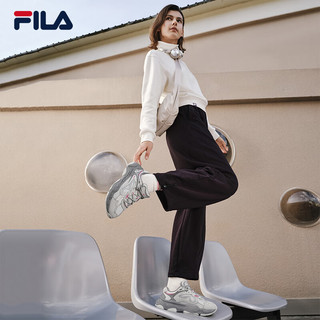FILA 斐乐火星4复古跑鞋女鞋2025冬季运动鞋子厚底老爹鞋 雾霾灰/标准白-VC 40
