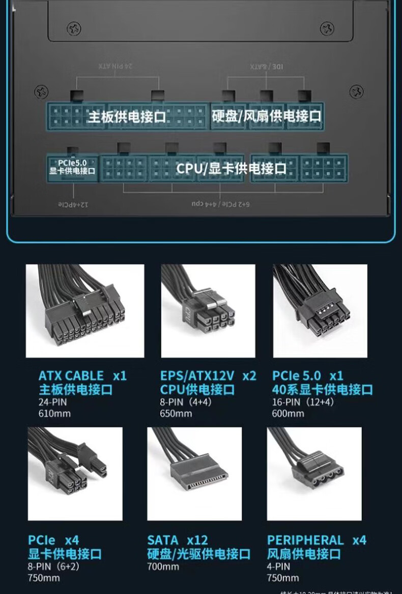 Great Wall 长城巨龙GW-EPS1250DA 金牌（90%） 全模组ATX电源1250W