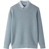 HLA/海澜之家轻商务加绒双领针织衫25秋冬提花假两件厚毛衣男