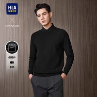 HLA/海澜之家轻商务加绒双领针织衫25秋冬提花假两件厚毛衣男 线条提花-黑色花纹12 170/88A