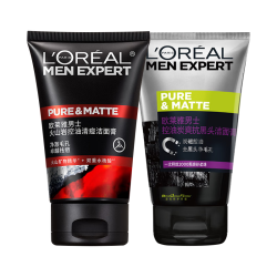 巴黎欧莱雅 控油系列 控油清痘 男士洗面奶套装  50ml+50ml