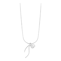LnieerS925银蝴蝶结项链女简约设计高级感锁骨链颈链圣诞 蝴蝶结项链【通体S925银】