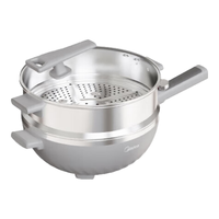 美的 Midea电炒锅电蒸锅家用不粘电锅一体多功能铁锅5.5升多用途锅304蜂窝晶盾防刮炒菜锅电煮锅插电炒锅 5.5L 【32cm大口径深锅 不怕铁铲】