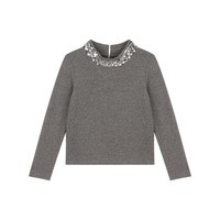 小猪班纳 法式轻奢潮流亮片拼接纯色德绒长袖打底衫