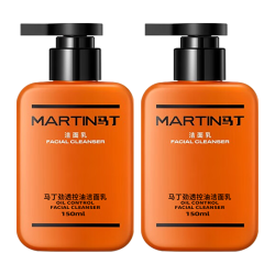 马丁  MARTIN 马丁劲透控油洁面乳男士洗面奶清爽净油深层清洁毛孔黑头竹炭活力泡沫 古龙香型150g*2瓶