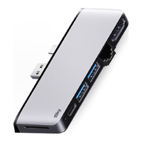  iSky/艾丝凯 六合二 扩展坞 USB转接头 HDMI视频连接线 网口转换线 HUB转接口 4K分线器