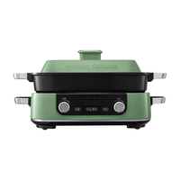  Morphy Richards/摩飞 分体式蒸煮一体 多功能锅+六圆盘+平烤盘+丸子盘  清新绿