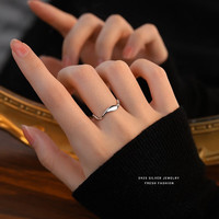 苏十六925银几何波浪戒指女简约高级百搭不规则开口戒单身戒子 几何波浪戒指【开口款】