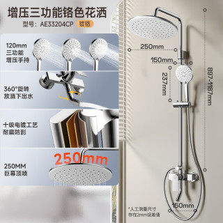 箭牌 花洒全套精铜龙头淋浴花洒套装花洒全套莲蓬头淋浴器 圆顶增压