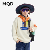 马骑顿（MQD）MQD童装男童卫衣2024秋季宽松连帽重工户外潮酷撞色儿童上衣 米白 1