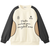 马骑顿 男童25冬学院撞色插肩袖字母拼接女童卫衣 碳黑 160