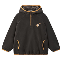 马骑顿MQD男童25冬新款户外露营登山服内搭亲肤保暖连帽卫衣女童 碳黑 1