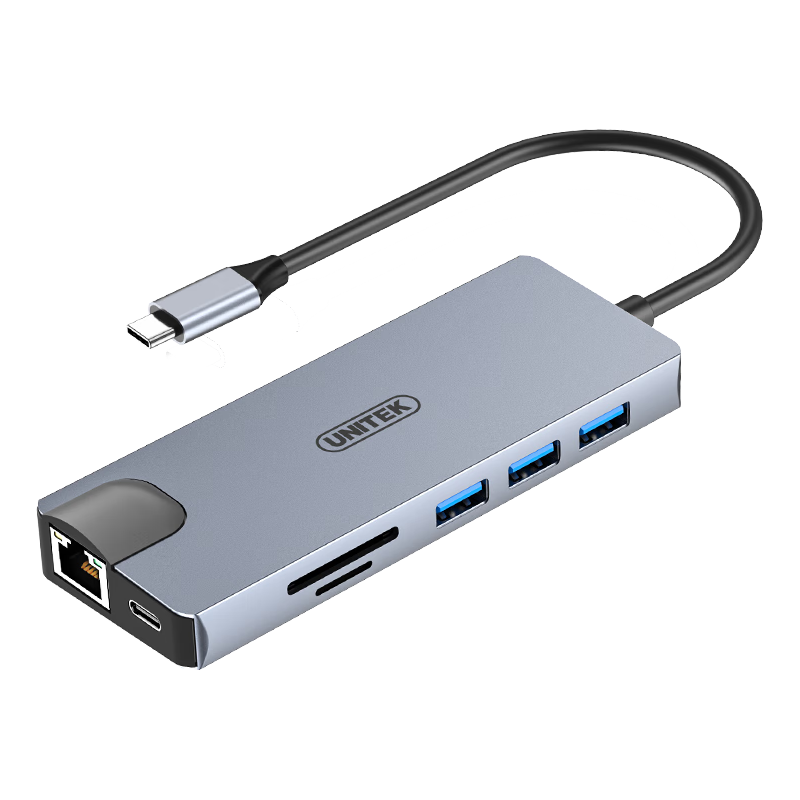  UNITEK/优越者 10合1多功能 Type-C扩展坞 USB3.0 千兆网口 HDMI/VGA投屏转接器 PD快充 音频读卡器