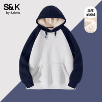 班尼路S&K系列加绒卫衣女装加厚保暖羊羔绒秋冬季新款撞色潮流连帽外套4