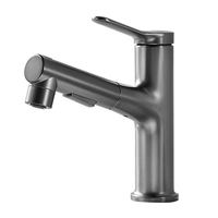 惠达 抽拉三功能漱口水面盆水龙头洗脸盆洗手盆卫生间台盆龙头KS7枪灰