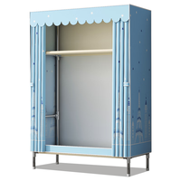 乐丽欣简易衣柜布衣柜卧室大号双人组装衣橱加粗钢管